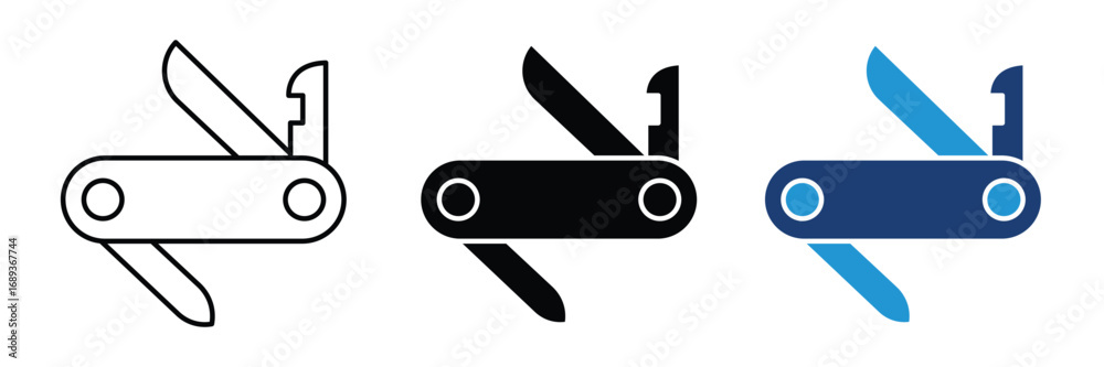 Vector art of swiss army knife vector icon set, pocket tool Stock ...