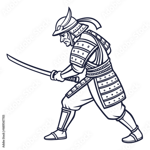 Ninja warrior vector illustration with sword