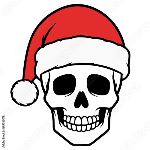 Skull Wearing a Santa Hat, Christmas SVG, Skull SVG, Holiday SVG, Humorous SVG