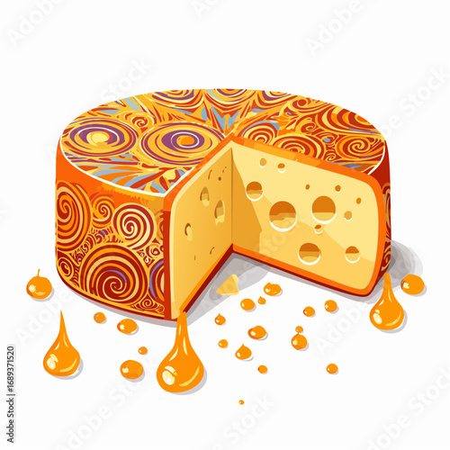 Round Cheese with Swirled Rind and Orange Drippings