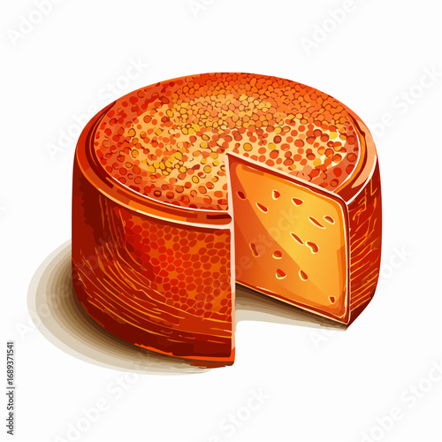Round Orange Cheese Wheel with a Slice Removed