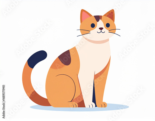 Cute cat sitting flat vector illustration