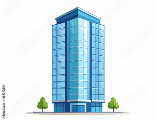 Modern skyscraper building flat vector illustration