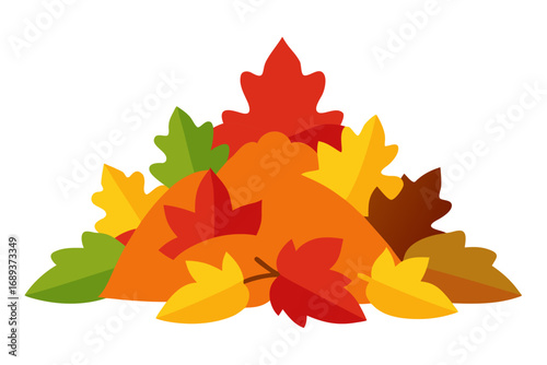 Vibrant pile of autumn leaves in various colors