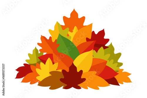 Pile of colorful autumn leaves in various shades