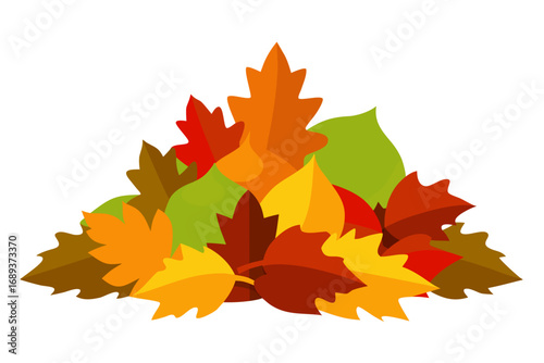Pile of colorful autumn leaves illustration