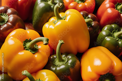 Multi-colorful bell peppers have a mild flavor and are less spicy than chili peppers