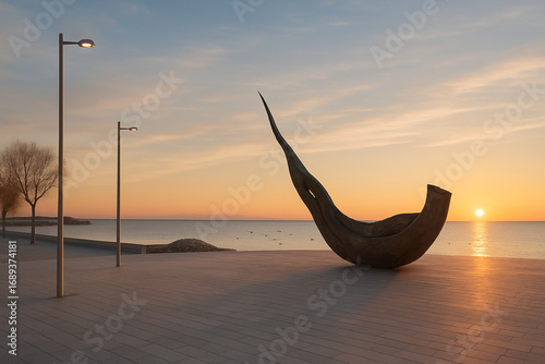 Sunset on the beach in Durres, Albania