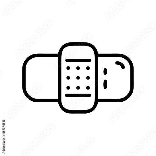 Illustration of a bandage with adhesive strips and a pad in the center on a white background image