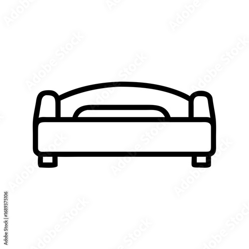 Illustration of a simple bed with a headboard and footboard in a minimalist outline style drawing design