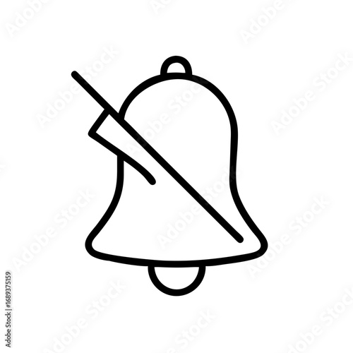 Illustration of a muted notification bell with a line through it indicating silent or notification off mode