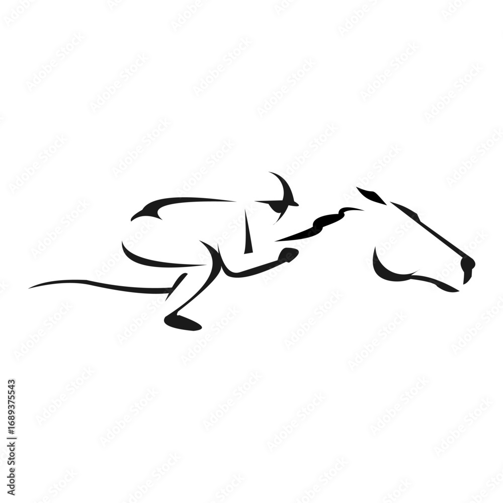 Obraz premium Elegant Line Art of Horse and Jockey A Stunning Equestrian Illustration