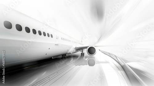 White airplane on runway illustration
