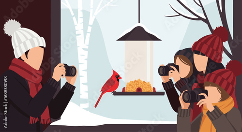 Enthusiasts capture stunning cardinal feeding in snowy winter wonderland, creating lasting memories