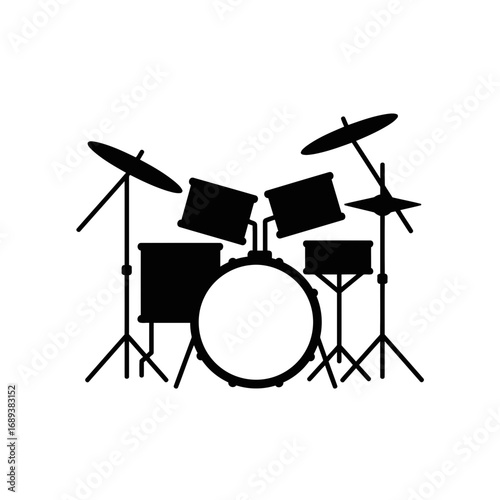 Silhouette of a drum kit, perfect for music, sound, and rhythm-related designs