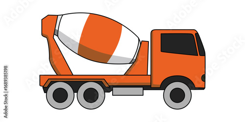 mix truck cartoon design. construction transportation.