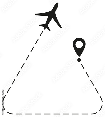 Airplane path symbols PNG. Dotted flight routes vector icons for travel map