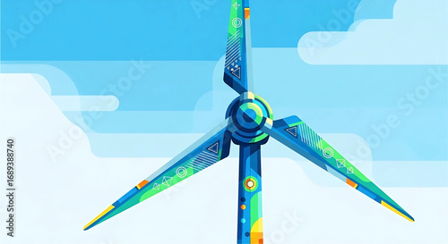 Clean Energy Futuristic Wind Turbine Generating Green Power