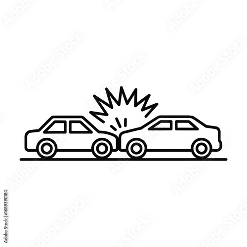 Two cars colliding in an accident icon