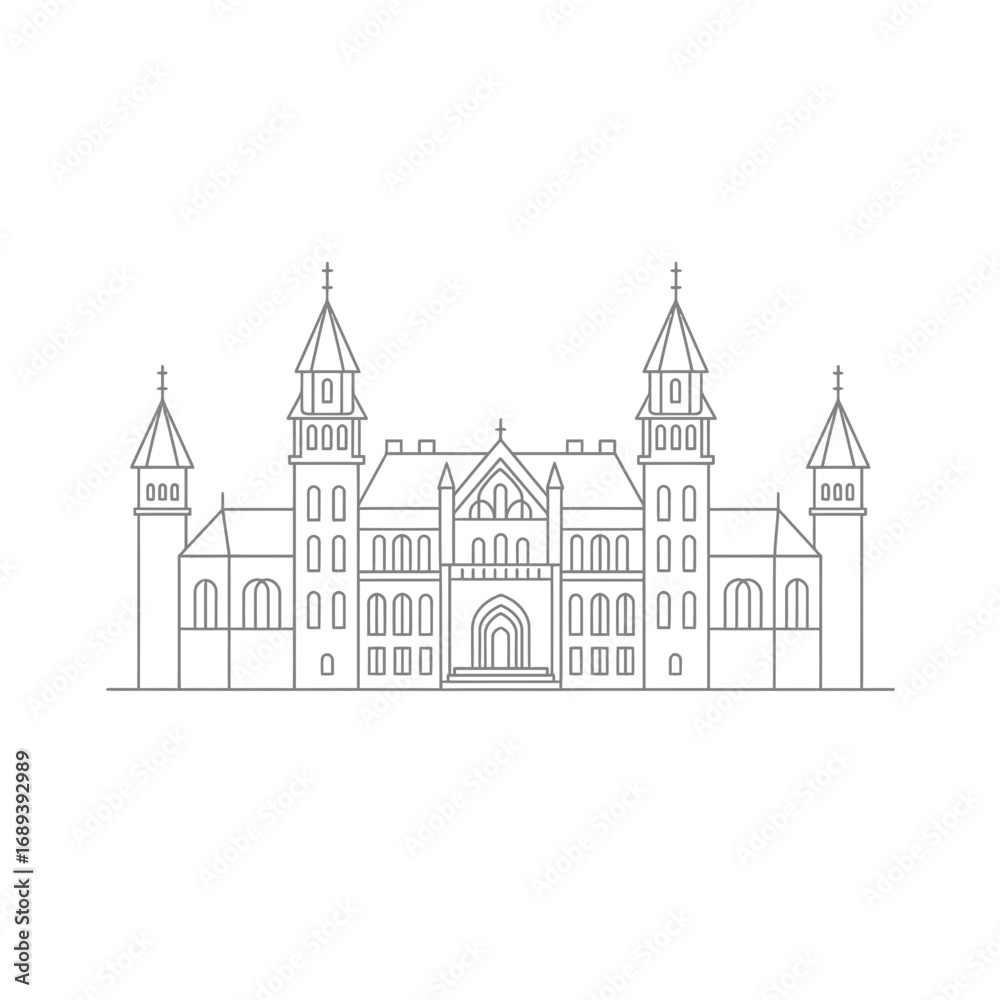 Obraz premium Gray Line Drawing of a Grand Palace