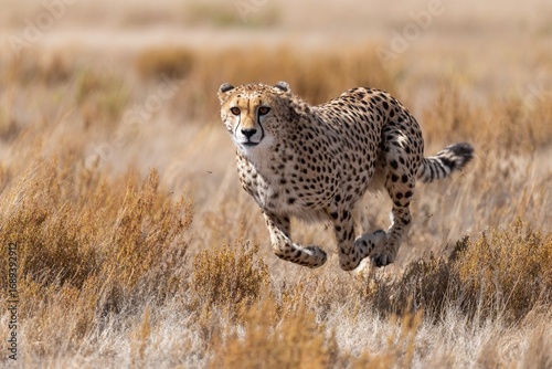 A stunning image of a cheetah, the world's fastest big cat (Acinonyx jubatus), an apex predator and elegant feline, with its prey in the wild grass of Serengeti National Park, a powerful depiction of 