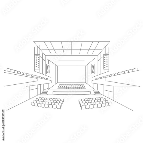 Gray Scale Architectural Sketch of an Amphitheater