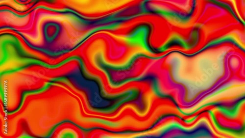 Hypnotic Liquid Neon Wave Abstract Background Seamless Loop Vibrant Colorful Psychedelic Motion