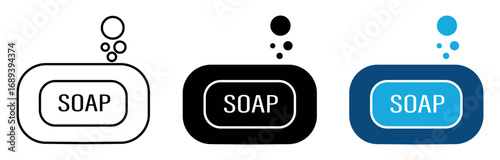 Soap with bubbles icon. Hygiene care sign. Soap foam vector illustration .
