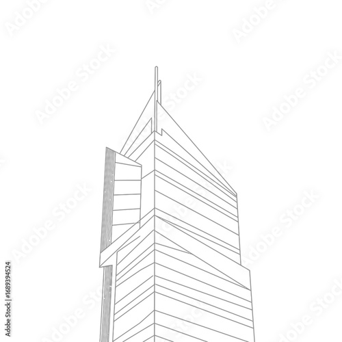 Gray Scale Sketch of Modern Skyscraper