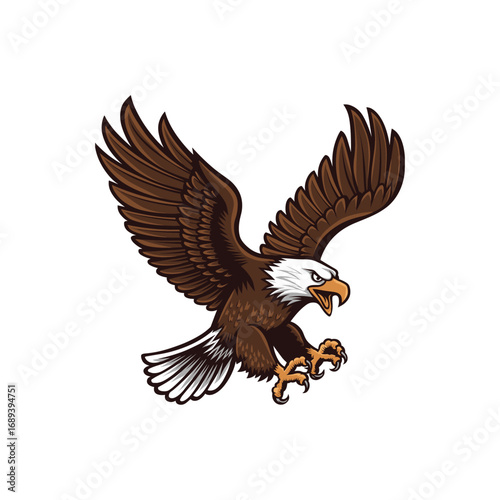 Attacking Bald Eagle Mascot Logo Vector – Fierce Flying Bird of Prey Emblem for Sports, Gaming, and Team Branding
