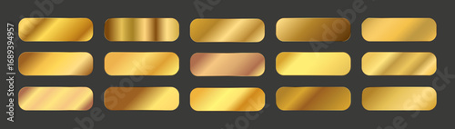 Luxury gold metallic gradients on dark background. Premium vector textures for elegant projects.
