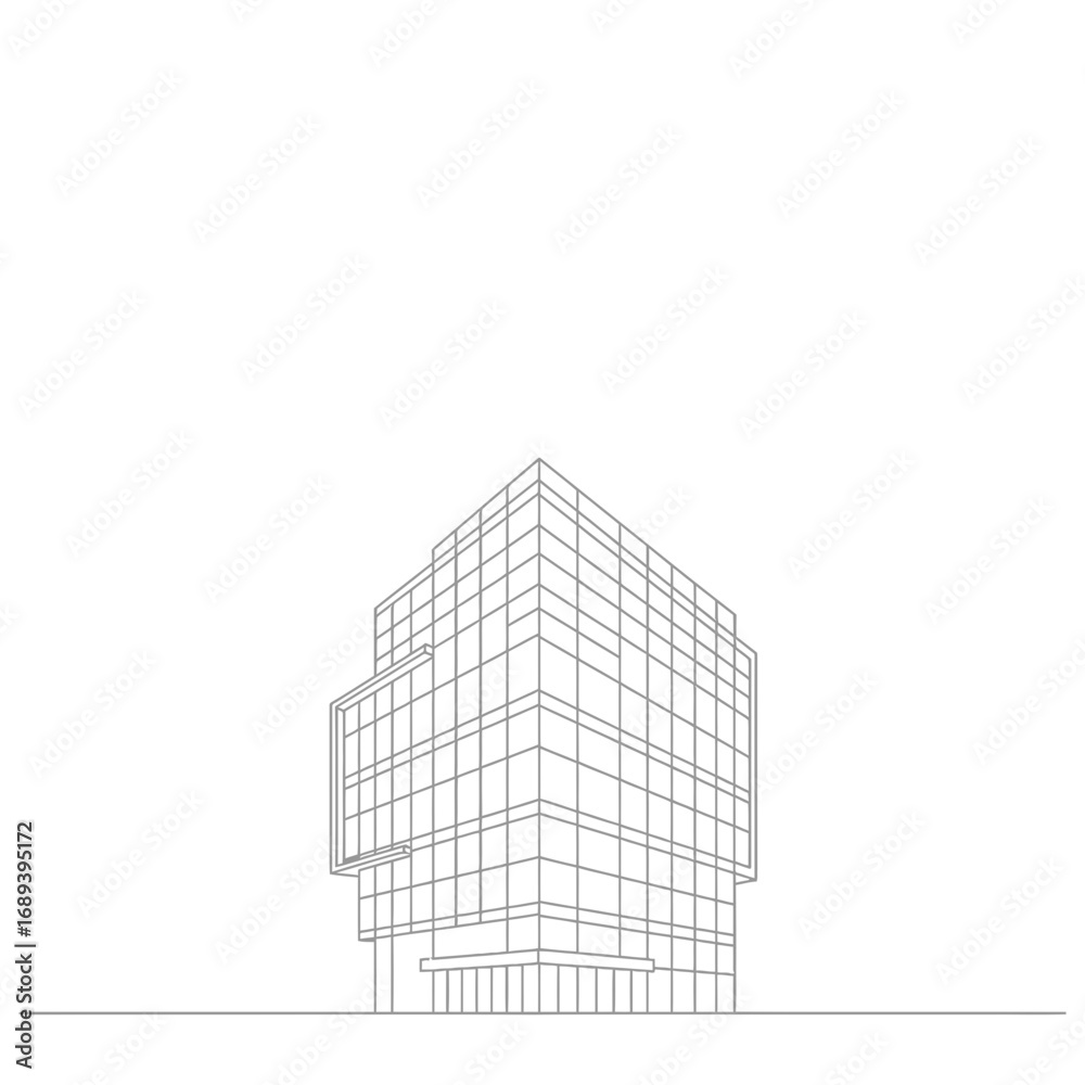 Fototapeta premium Grey Modern Building Architectural Drawing