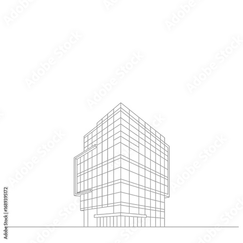 Grey Modern Building Architectural Drawing