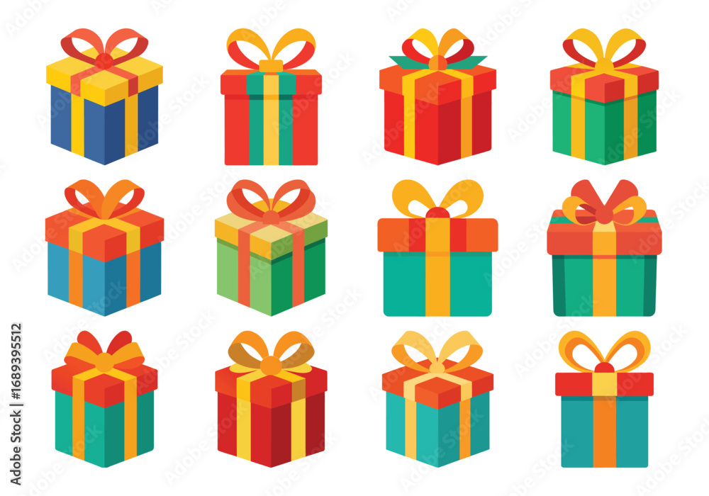 Fototapeta premium Colorful Gift Box Collection for Celebrations Holidays Birthdays and Special Occasions