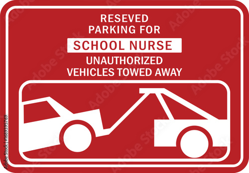 Towing sign set. Truck towing car service signage, signboard, sign, icon, logo. No parking, tow away zone, private parking, towing enforced. Vector Illustration.	