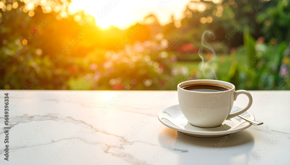 Obraz premium Warm coffee outdoors