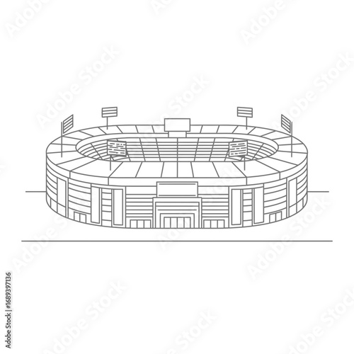 Line Art Stadium Illustration Gray Scale