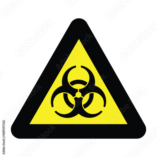 Biohazard Warning Sign – Triangular Safety Symbol for Infectious Materials, Medical Zones & Laboratory Use  High-Visibility Vector for Global Infrastructure Deployment