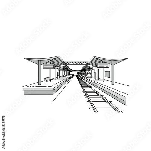 Modern Train Station Platform Design Sketch