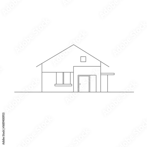 Simple Line Drawing of a House Exterior
