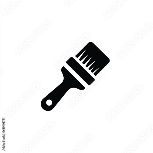 Black Paint Brush Icon on White Background Artistic Tool for Creative Projects and Design Work