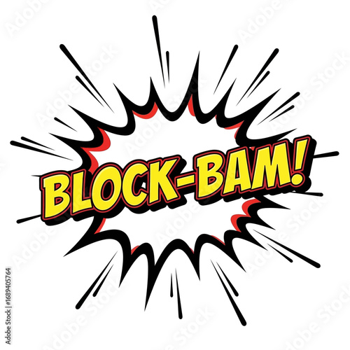 Block-Bam! Comic Book Style Speech Bubble with Impact Lines