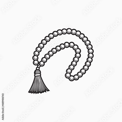 Prayer beads line art icon for religious festivals