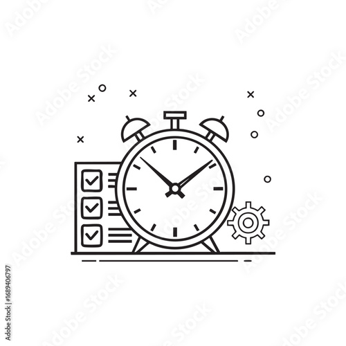 Simple line art clock symbolizing effective time management