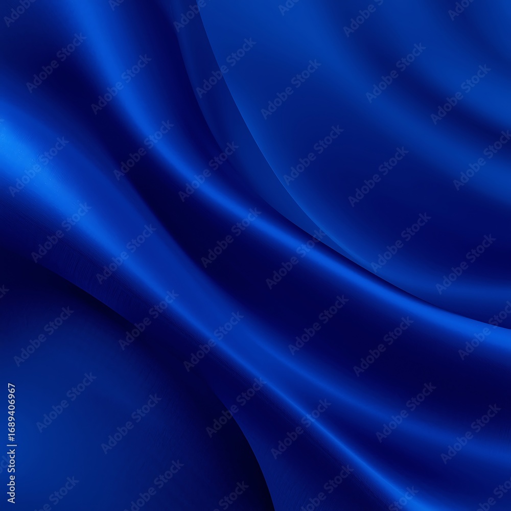 Obraz premium Deep Blue Satin Fabric Waves Abstract Smooth Flowing Silk Texture Background