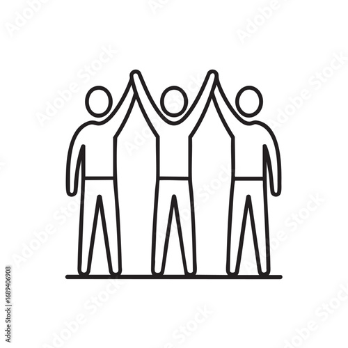 Three abstract figures in unity and collaboration