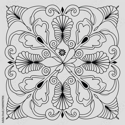 Elegant Ornamental Floral Symmetry Vector Design