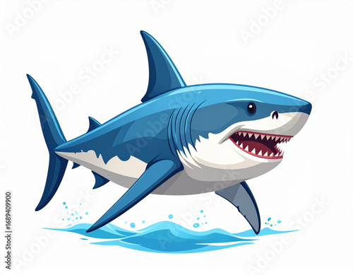 Great white shark flat vector illustration