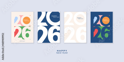 Cover design of 2026 happy new year. Strong typography. Colorful and easy to remember. Happy new year 2026 design poster.