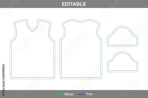Soccer jersey polo shirt dieline with editable vector die line, printable sports apparel template, garment packaging layout, professional polo shirt design, and clothing mockup